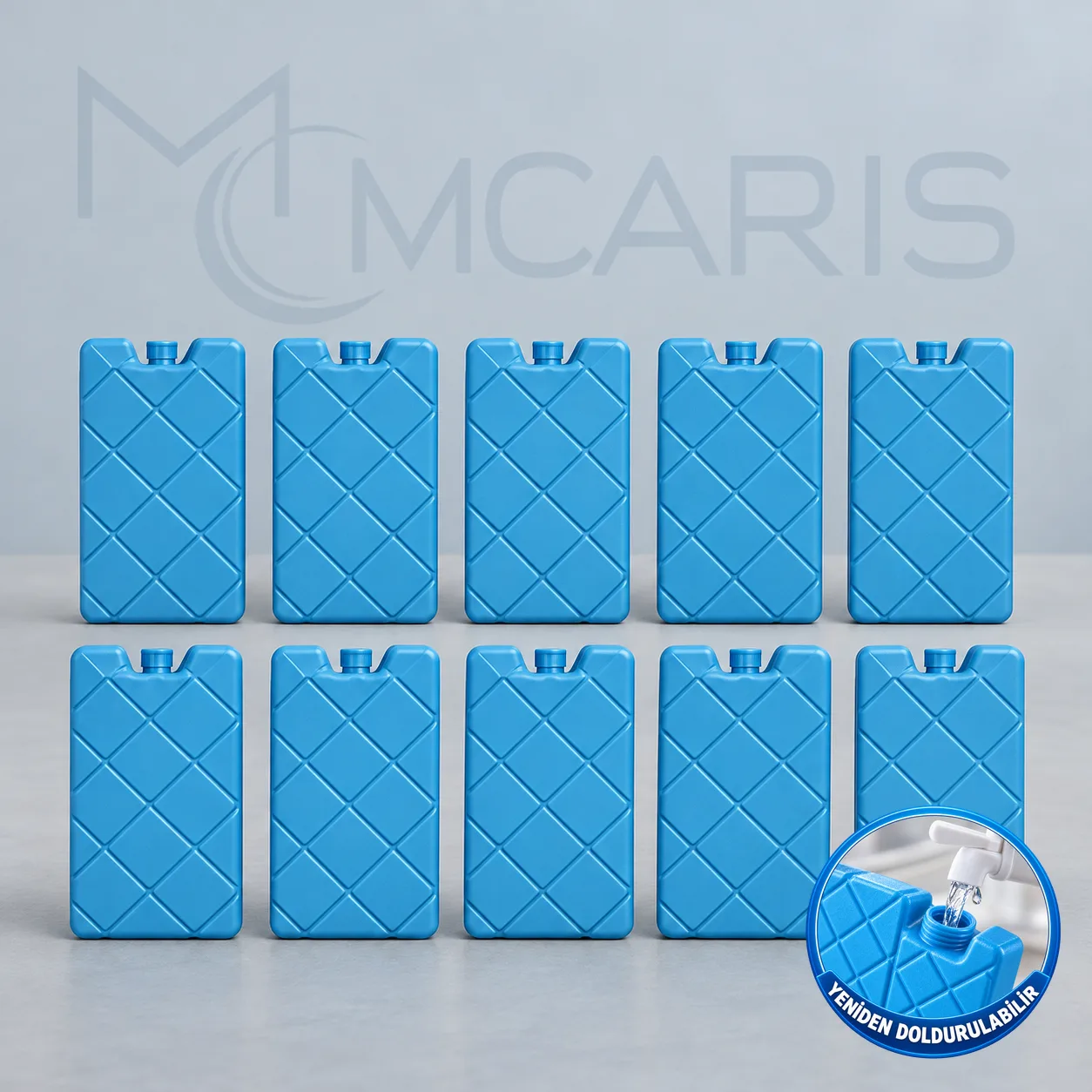 mavi-doldurulabilir-buz-akusu-10-adet-katalog 10'lu Doldurulabilir Buz Aküsü Seti - Dondurucu Buz Kasedi Ice Box Soğutucu Blok (Mavi)