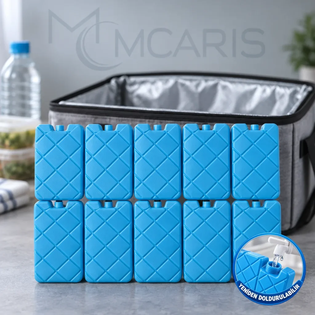10'lu Doldurulabilir Buz Aküsü Seti - Dondurucu Buz Kasedi Ice Box Soğutucu Blok (Mavi)