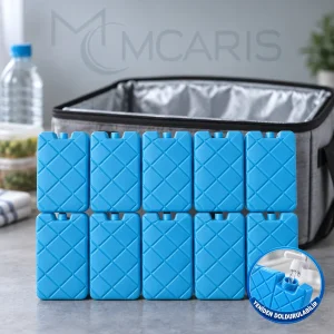 10'lu Doldurulabilir Buz Aküsü Seti - Dondurucu Buz Kasedi Ice Box Soğutucu Blok (Mavi)