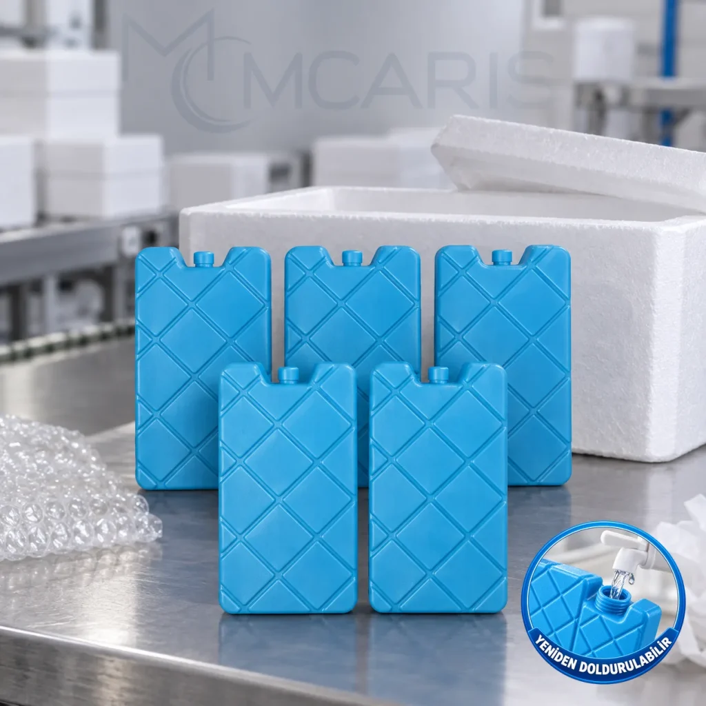 5'li Doldurulabilir Buz Aküsü Seti - Dondurucu Buz Kasedi Ice Box Soğutucu Blok (Mavi)
