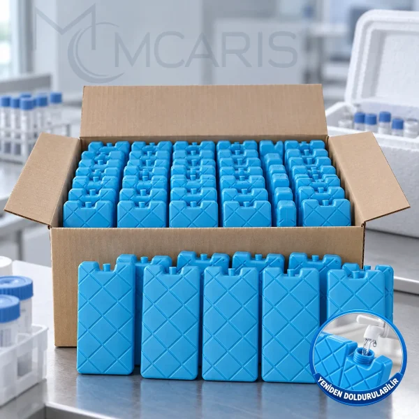50'li Doldurulabilir Buz Aküsü Seti - Dondurucu Buz Kasedi Ice Box Soğutucu Blok (Mavi)