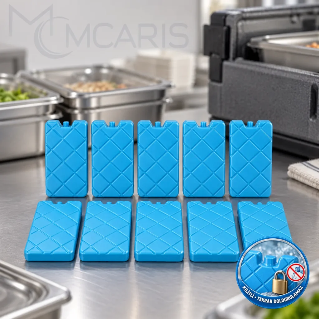10'lu Kilitli Buz Aküsü Seti - Dondurucu Buz Kasedi Ice Box Soğutucu Blok (Mavi)