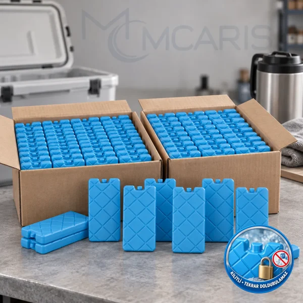 100'lü Kilitli Buz Aküsü Seti - Dondurucu Buz Kasedi Ice Box Soğutucu Blok (Mavi)