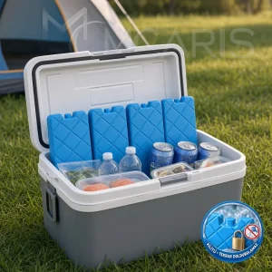 4'lü Kilitli Buz Aküsü Seti - Dondurucu Buz Kasedi Ice Box Soğutucu Blok (Mavi)