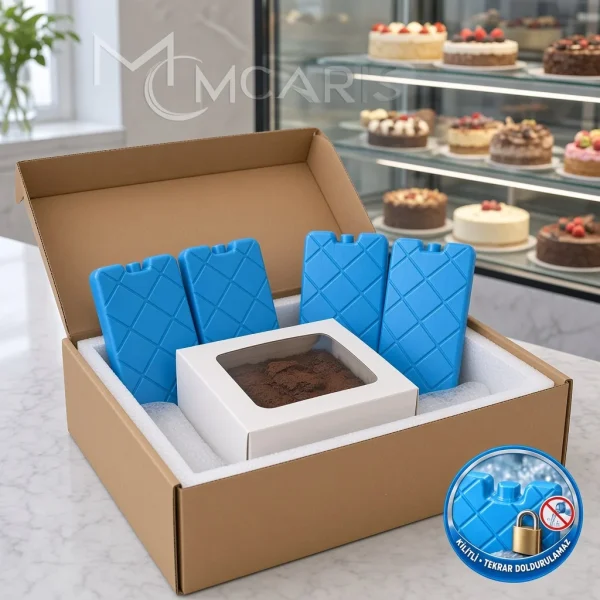 4'lü Kilitli Buz Aküsü Seti - Dondurucu Buz Kasedi Ice Box Soğutucu Blok (Mavi)